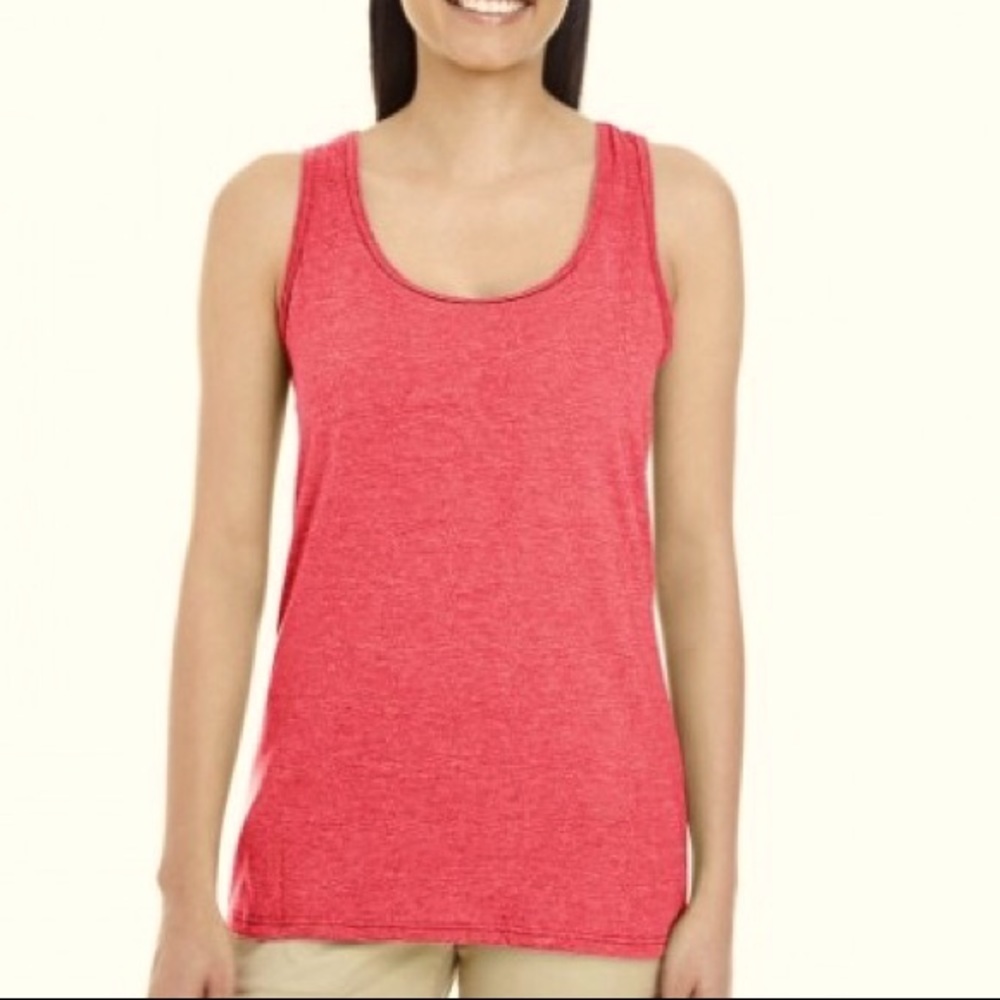 NWT Gildan Women's Premium Ringspun Heather Red Cotton Racerback Tank Top